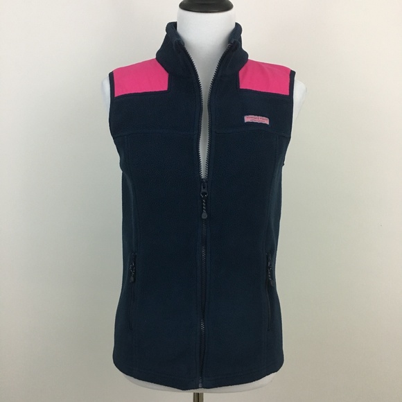 Vineyard Vines Jackets & Blazers - Vineyard Vines Fleece Shep Shirt Vest Navy Pink